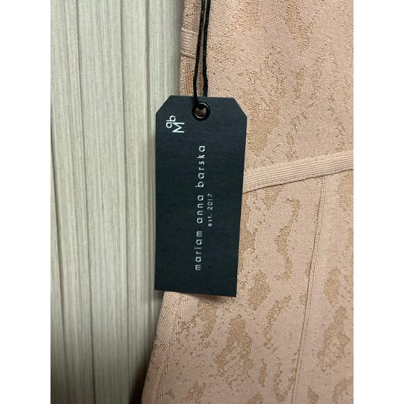 Mariam Anna Barska Snake-Embossed Midi Bodycon Dress “MAB30” Nude Camel Size L - Picture 4 of 8